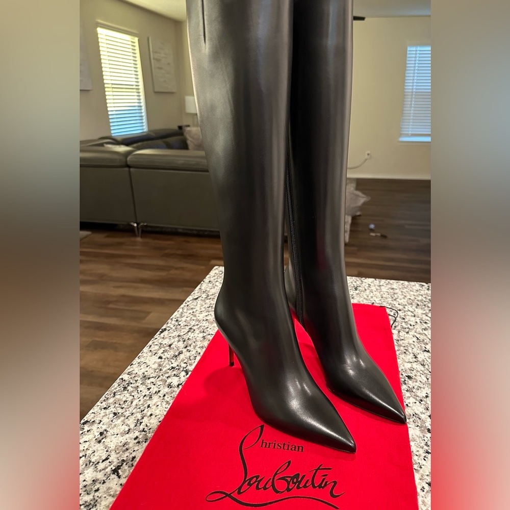 Christian Louboutin black leather boots new in box I never used #37